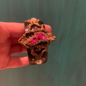 Leather with vintage crystals